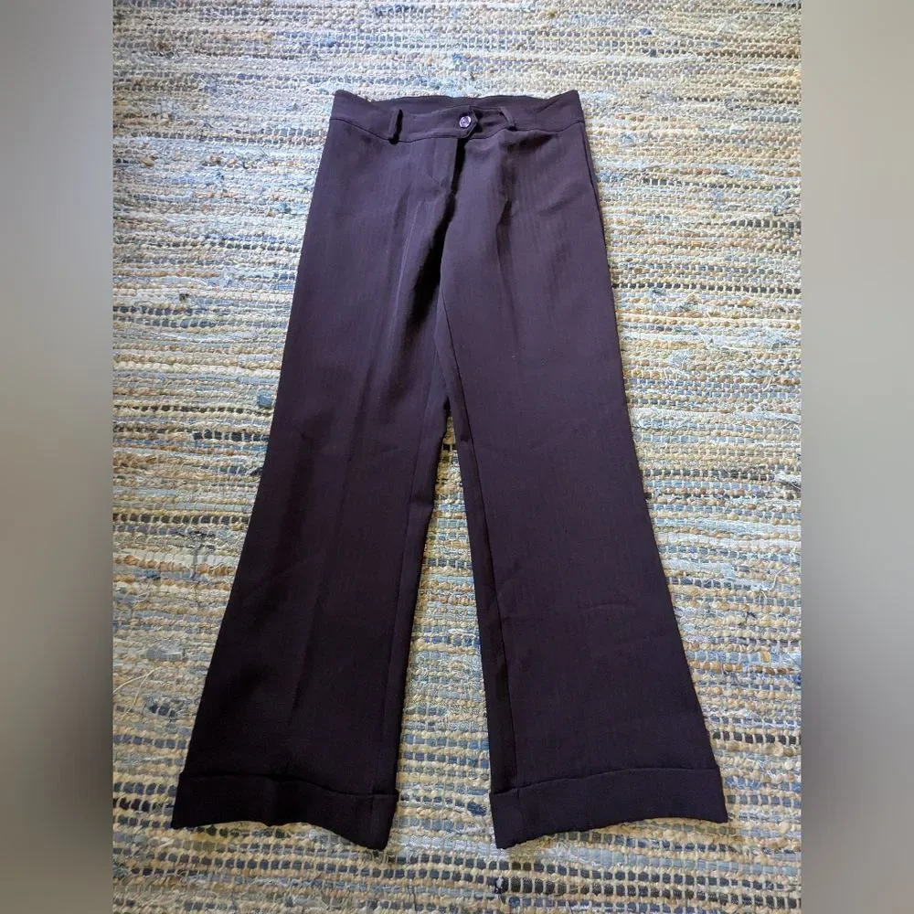 Low & Loose Trousers 11 Grape Purple Cuffed Pants Belt Loops Light Pinstripes
